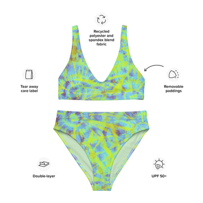 Recycled high-waisted bikini- Hang Loose Tie Dye Pattern I