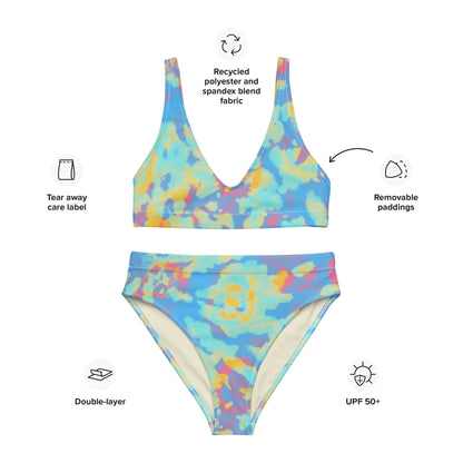 Recycled high-waisted bikini- Hang Loose Tie Dye Pattern II