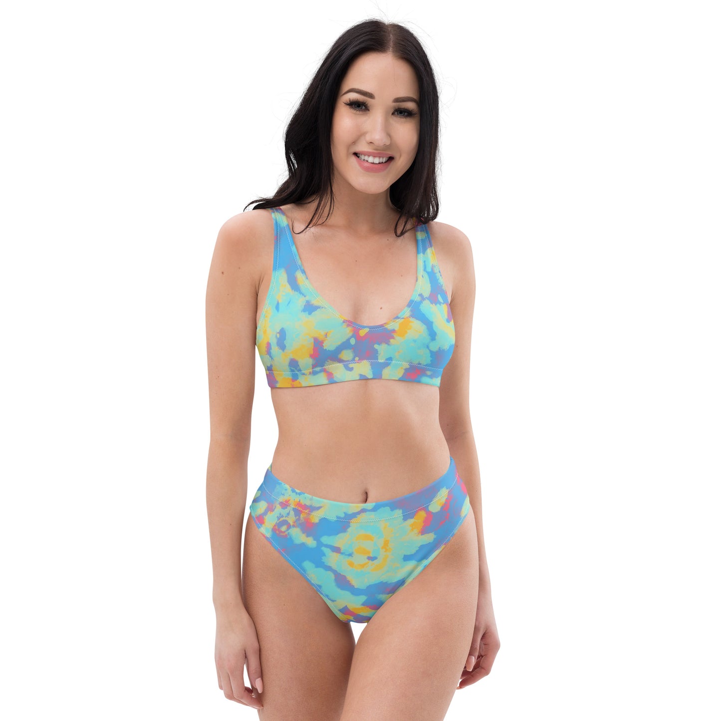 Recycled high-waisted bikini- Hang Loose Tie Dye Pattern II