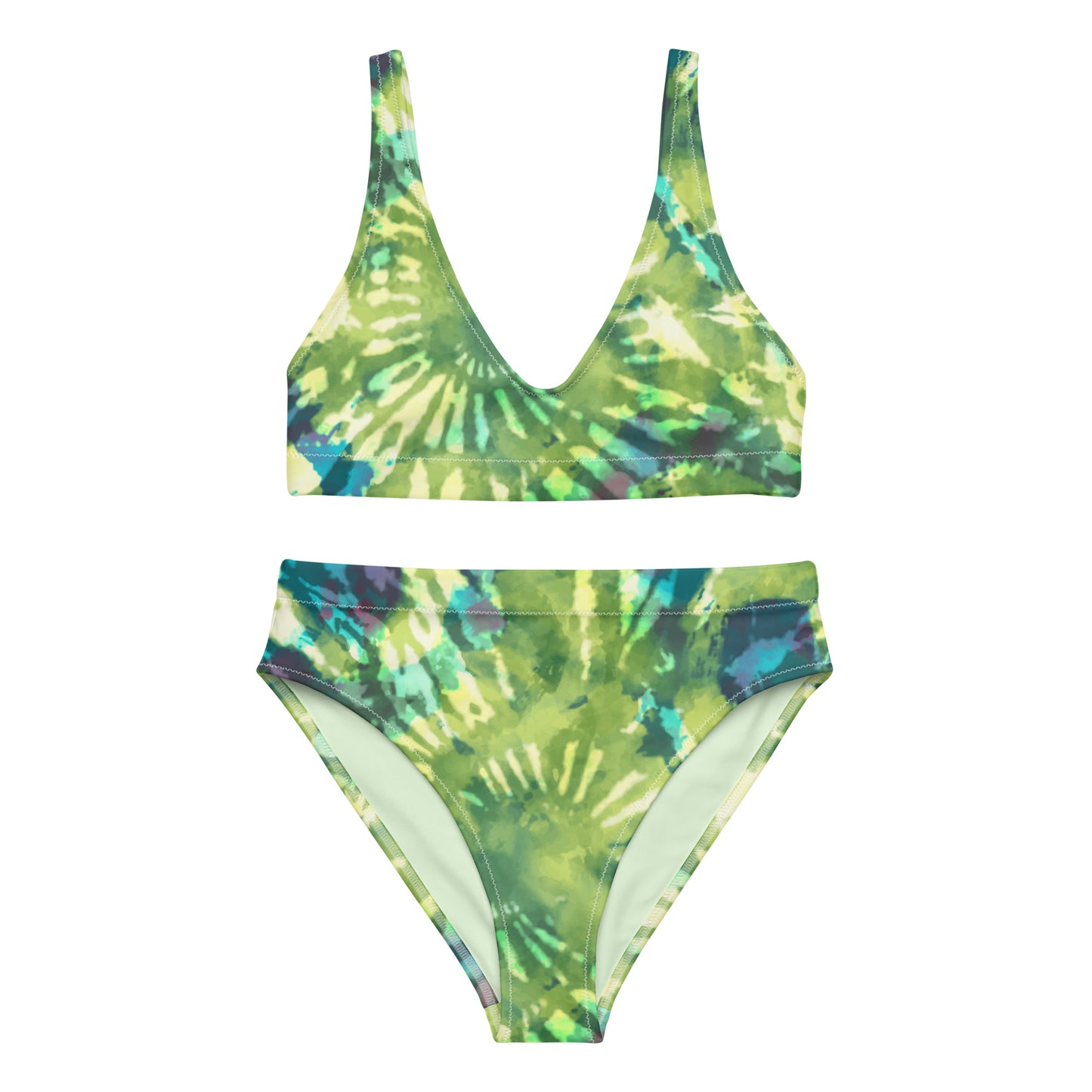 Recycled high-waisted bikini- Hang Loose Tie Dye Pattern III