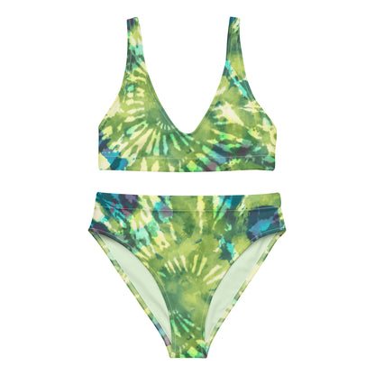 Recycled high-waisted bikini- Hang Loose Tie Dye Pattern III
