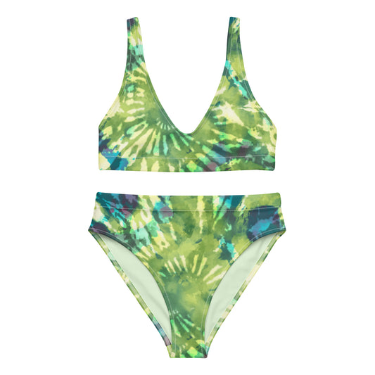Recycled high-waisted bikini- Hang Loose Tie Dye Pattern III