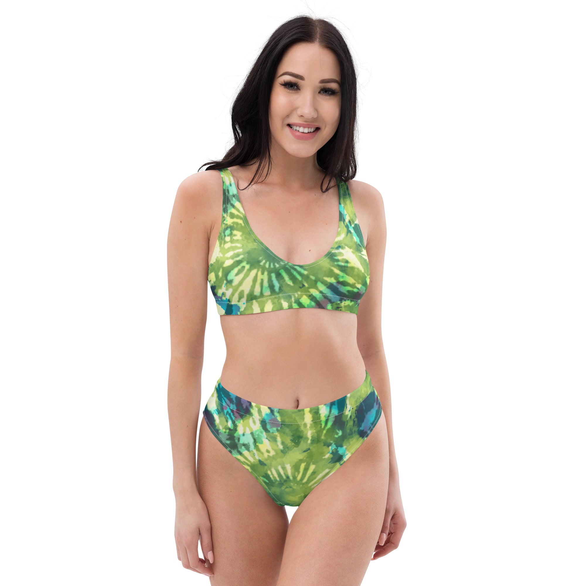 Recycled high-waisted bikini- Hang Loose Tie Dye Pattern 03