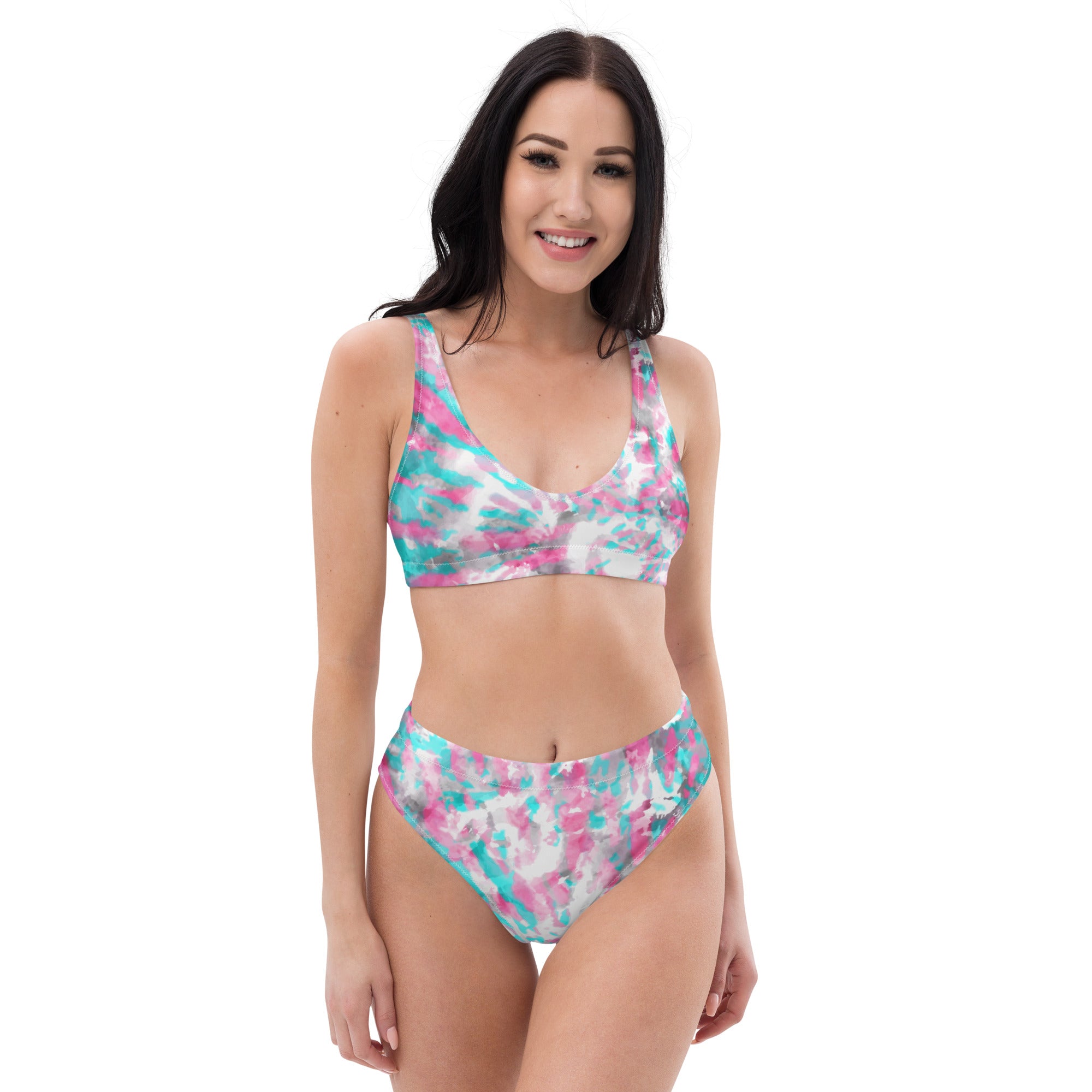 Recycled high-waisted bikini- Hang Loose Tie Dye Pattern IV