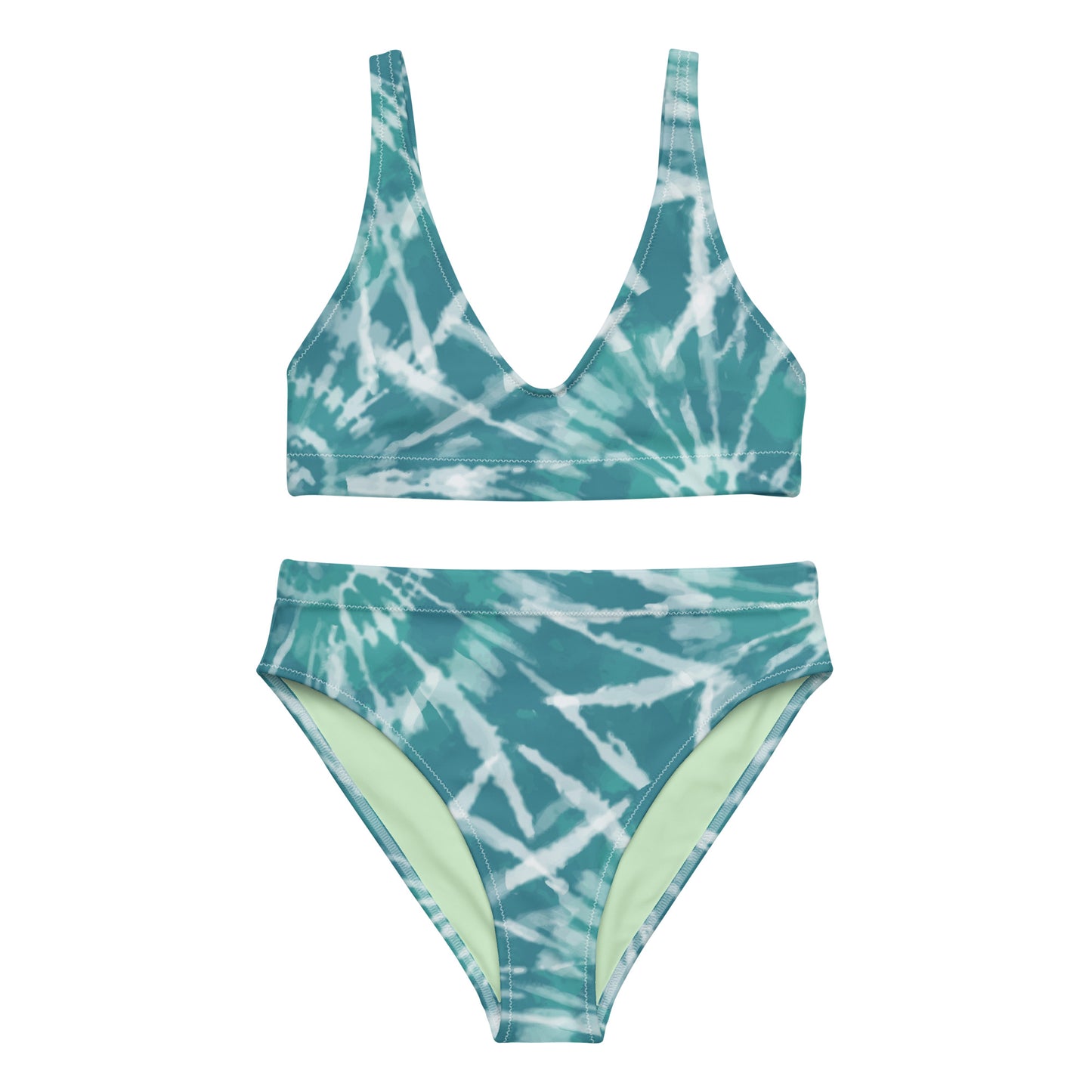 Recycled high-waisted bikini- Hang Loose Tie Dye Pattern V