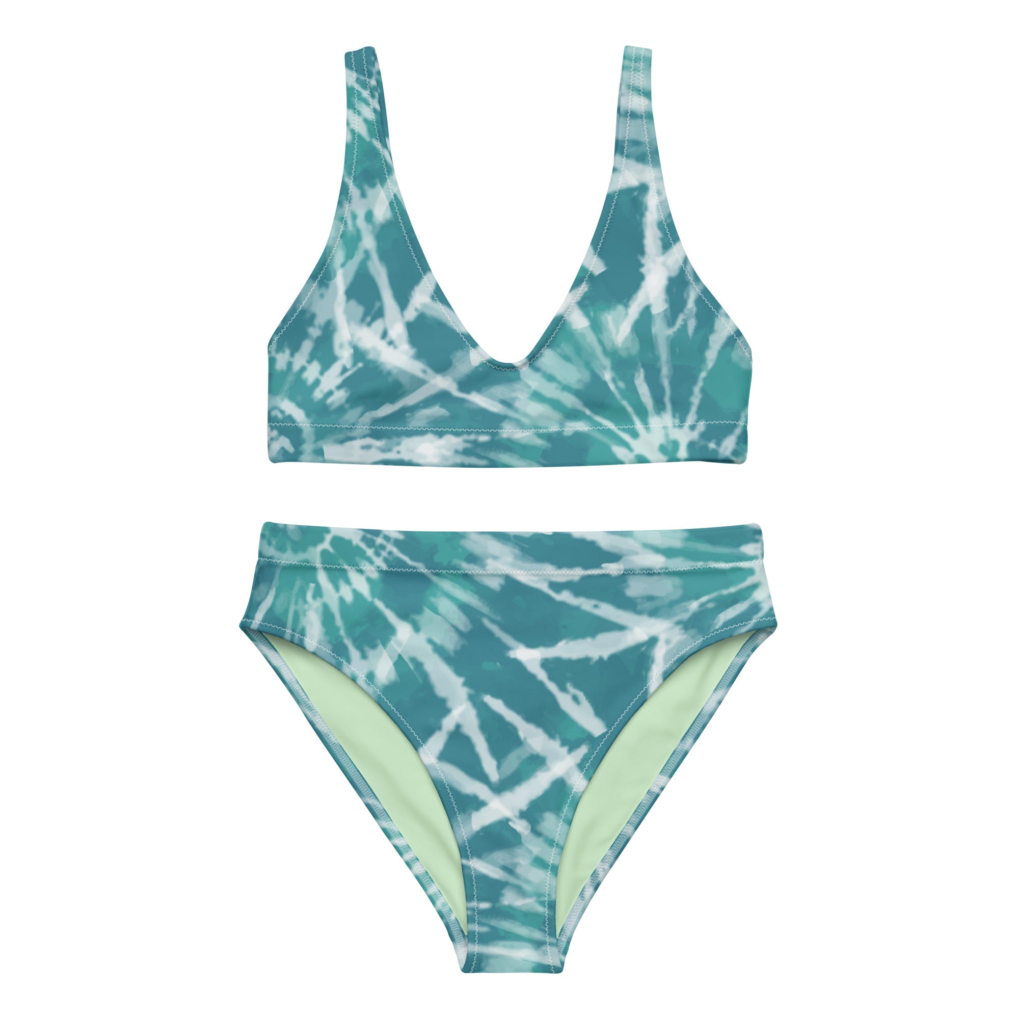 Recycled high-waisted bikini- Hang Loose Tie Dye Pattern 05