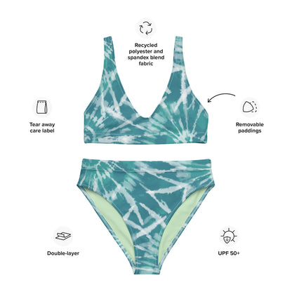 Recycled high-waisted bikini- Hang Loose Tie Dye Pattern V