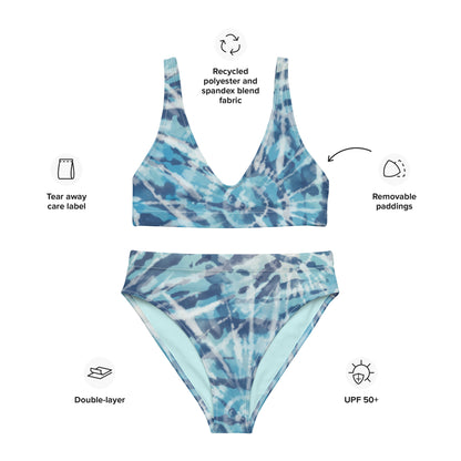 Recycled high-waisted bikini- Hang Loose Tie Dye Pattern VI