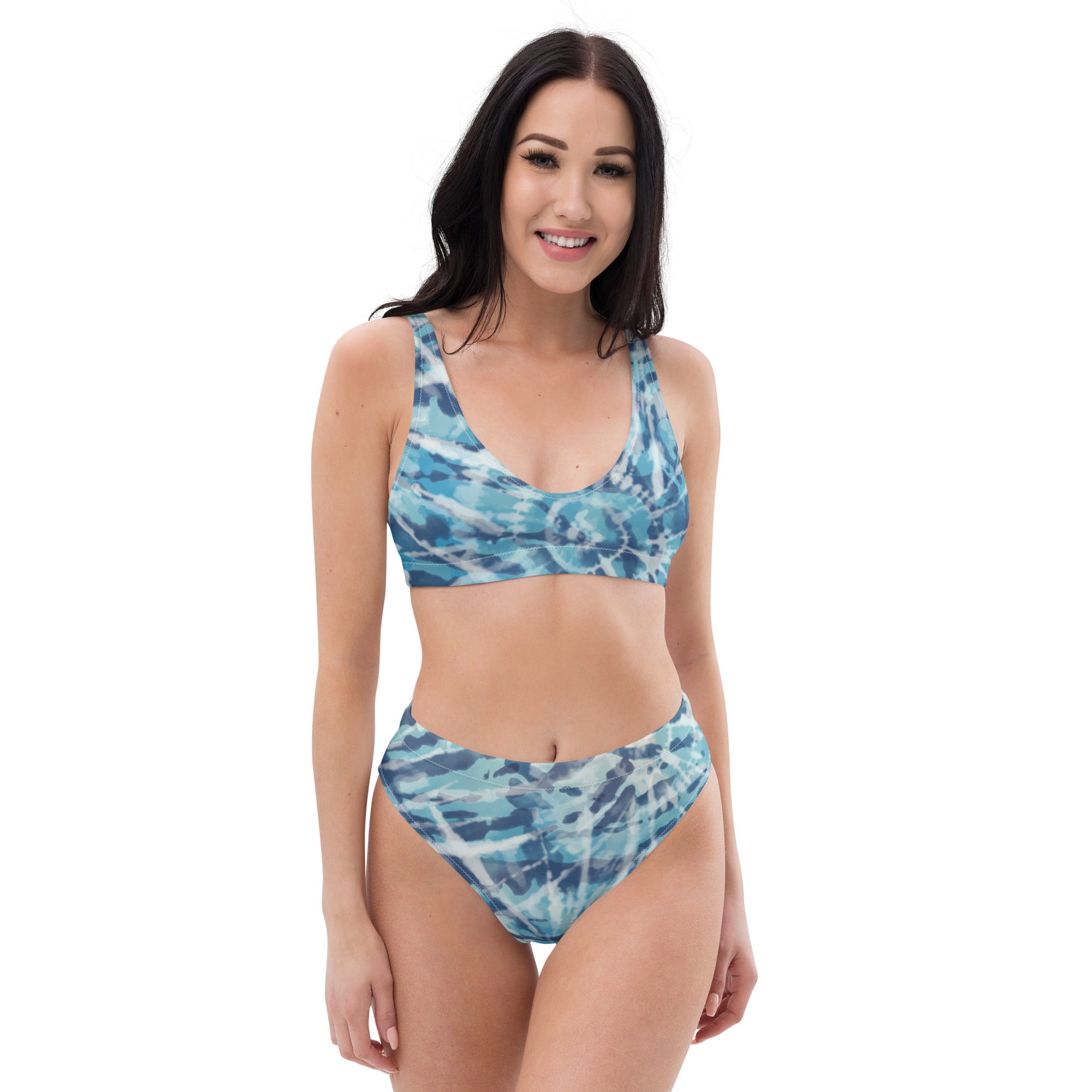 Recycled high-waisted bikini- Hang Loose Tie Dye Pattern 06