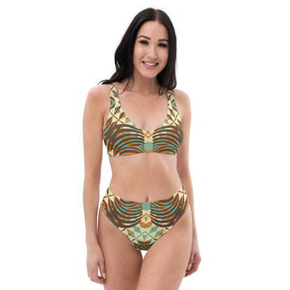 Recycled high-waisted bikini- African Motif Pattern III