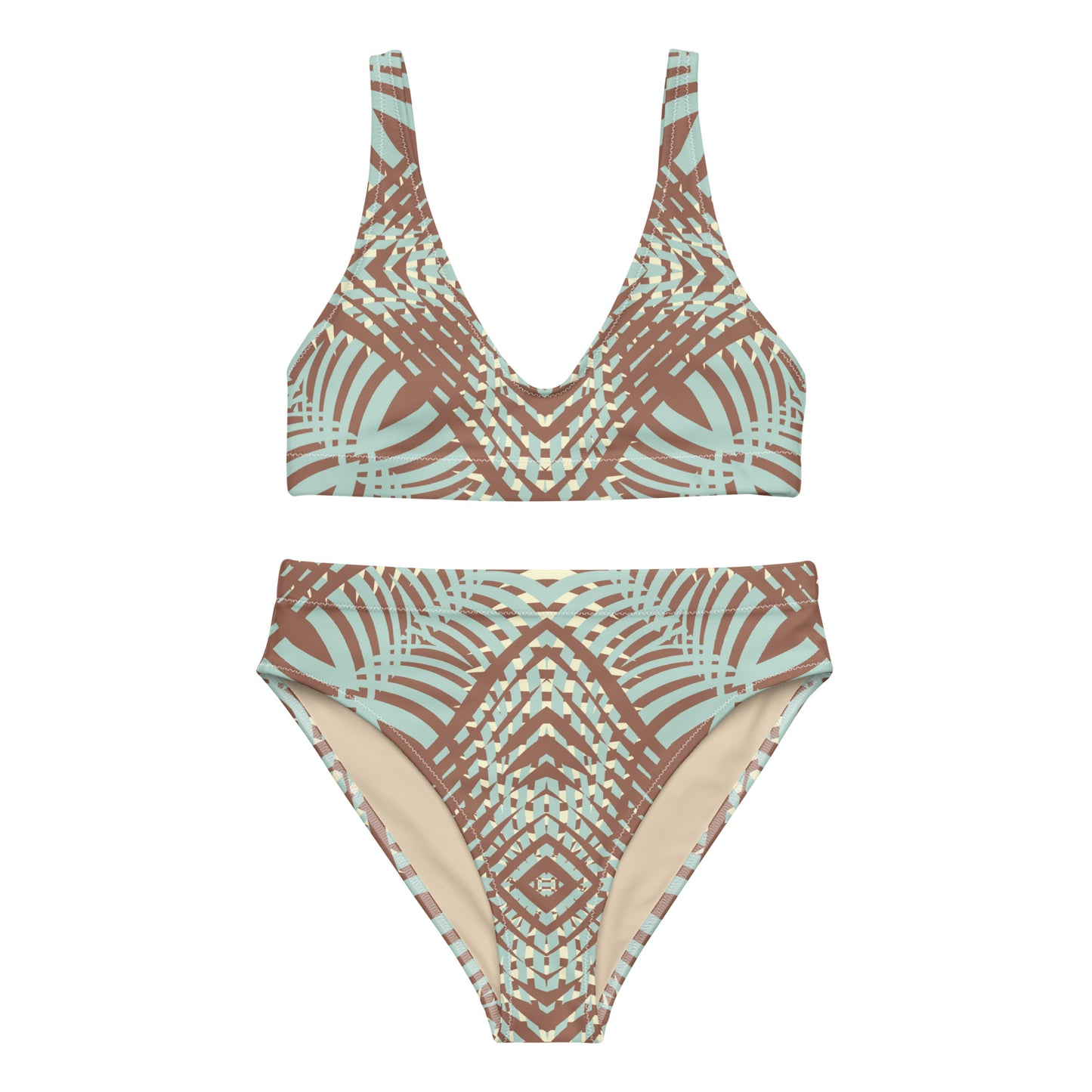 Recycled high-waisted bikini- African Motif Pattern II