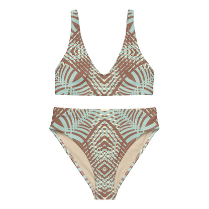 Recycled high-waisted bikini- African Motif Pattern II