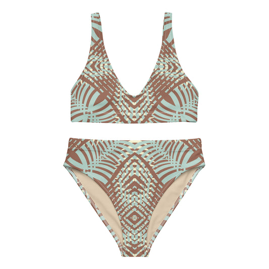 Recycled high-waisted bikini- African Motif Pattern II