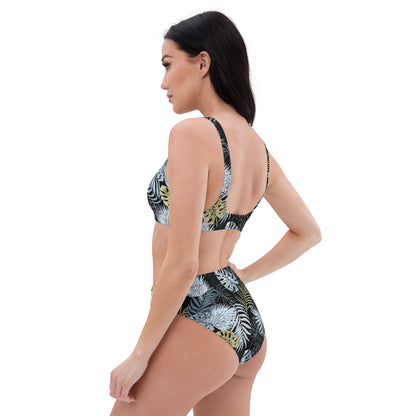 high-waisted bikini-  TROPICAL BLACK AND GOLD