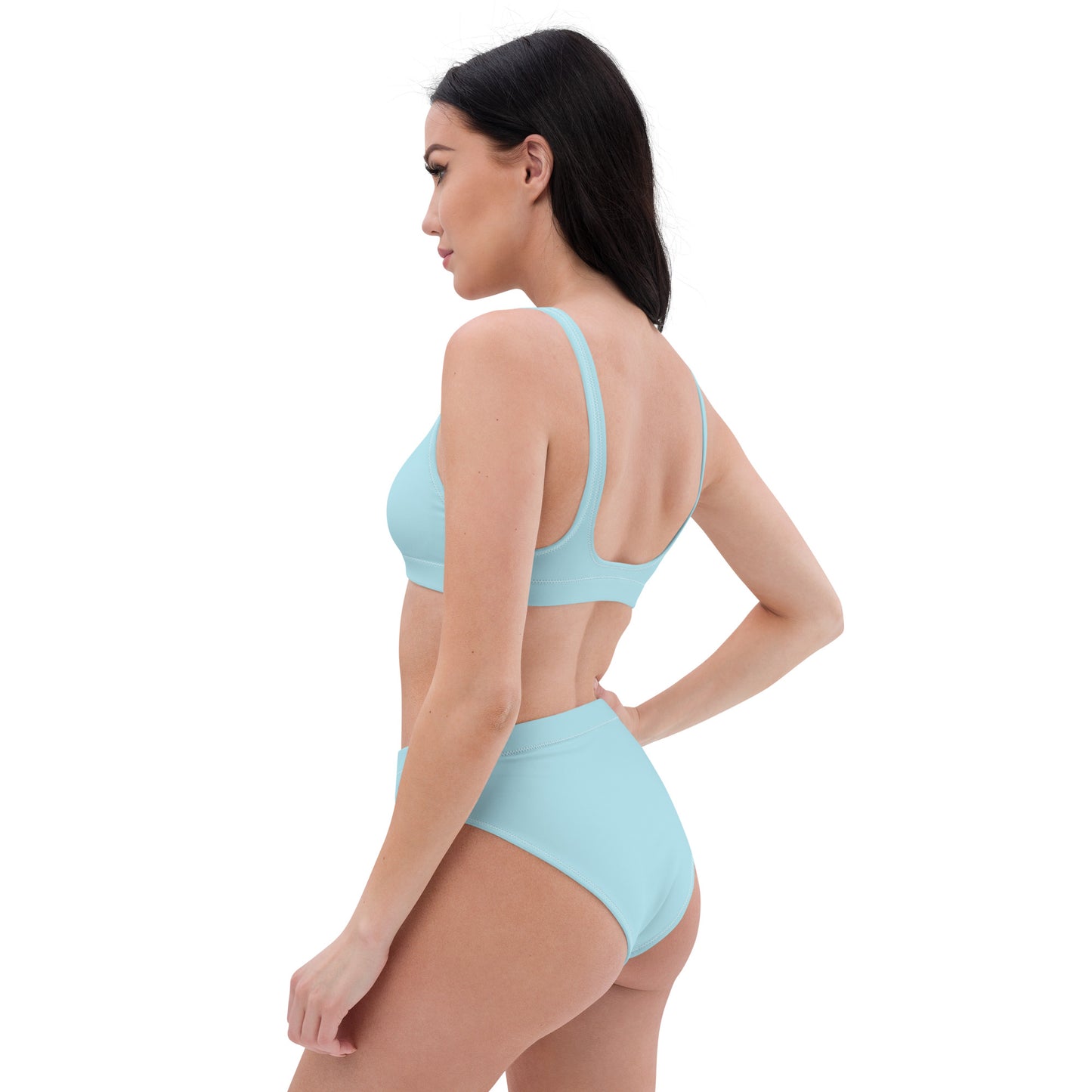 Recycled high-waisted bikini- Cyan