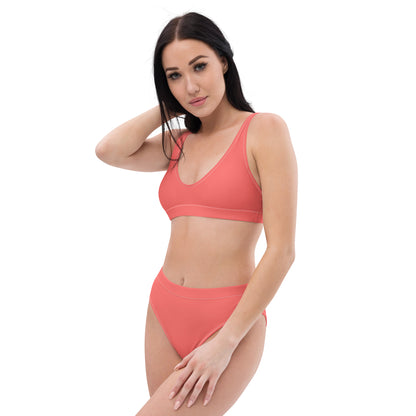 Recycled high-waisted bikini- Coral