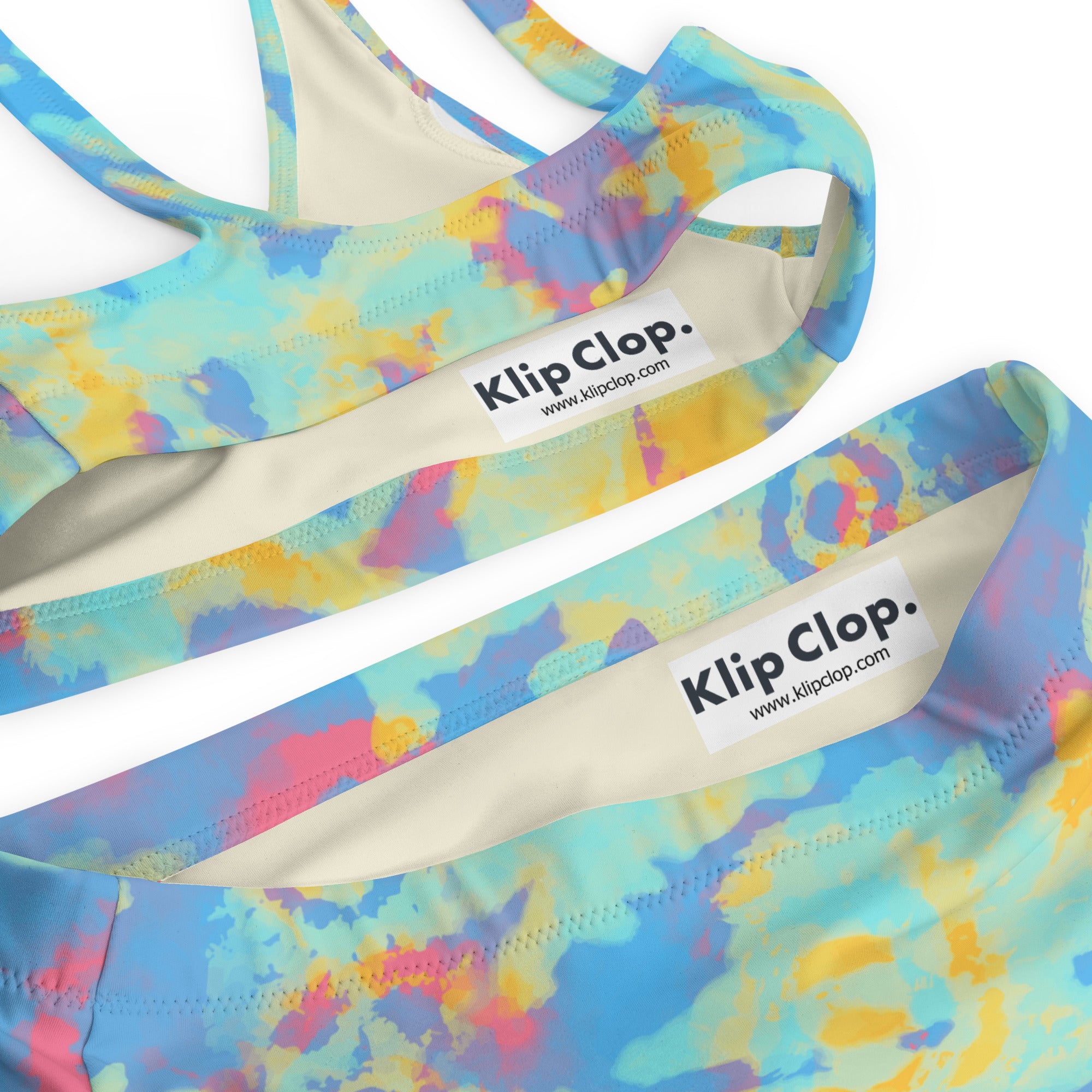 Recycled high-waisted bikini- Hang Loose Tie Dye Pattern 02