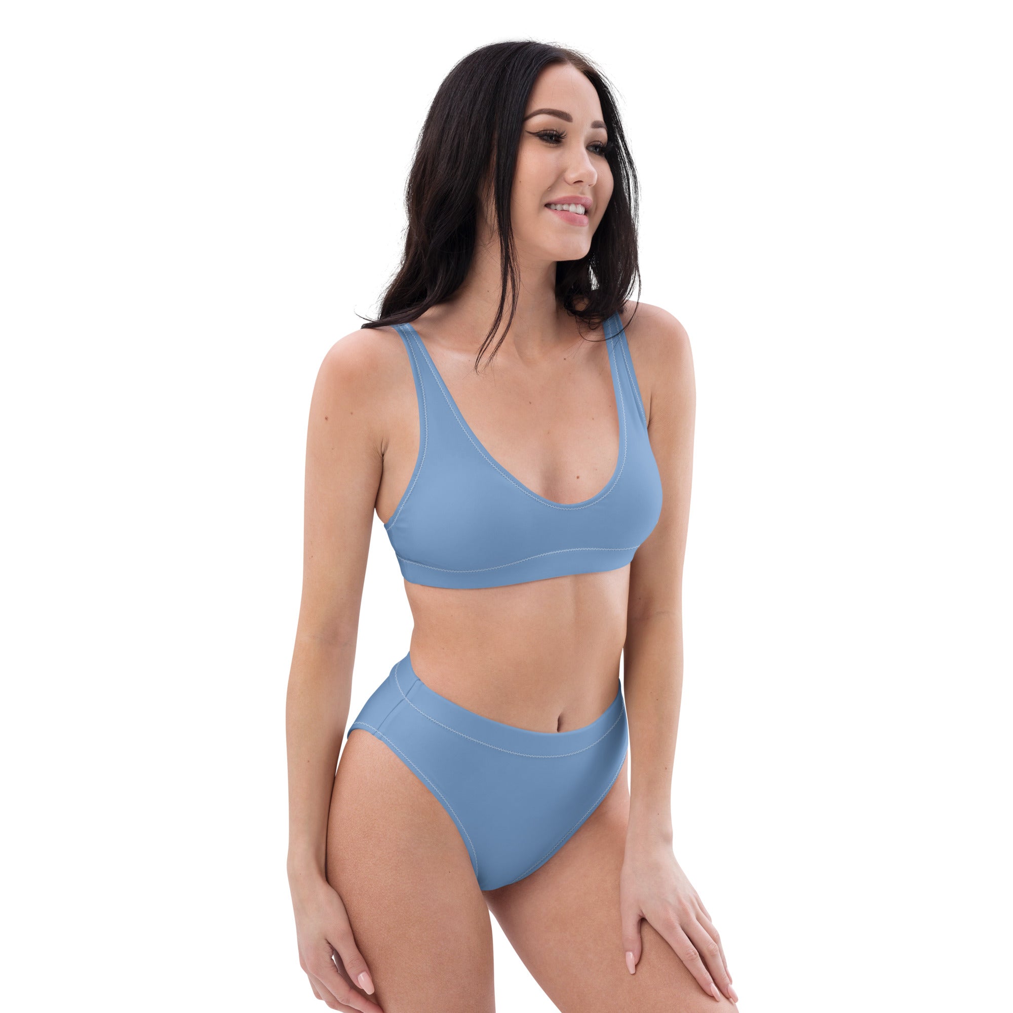 Recycled high-waisted bikini- Blue