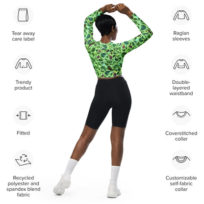 long-sleeve crop top- Paisley green