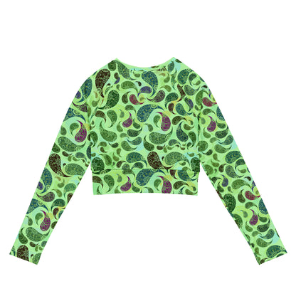 long-sleeve crop top- Paisley green