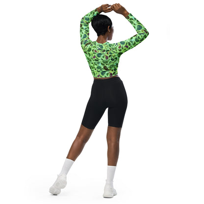 long-sleeve crop top- Paisley green