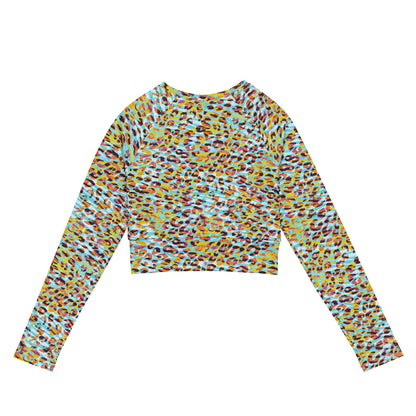 long-sleeve crop top- Zebra and Leopard print cyan with yellow