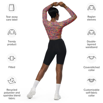 long-sleeve crop top- Zebra and Leopard print Orange with yellow