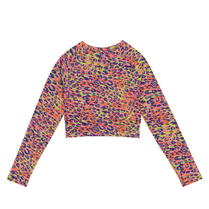 long-sleeve crop top- Zebra and Leopard print Orange with yellow