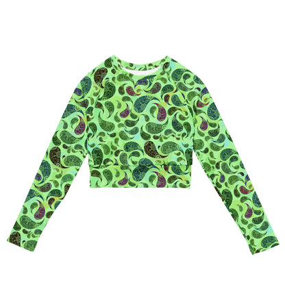 long-sleeve crop top- Paisley green