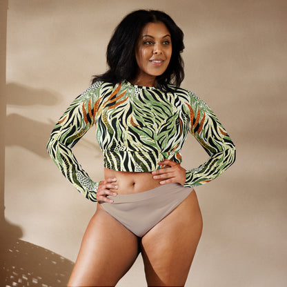 Recycled long-sleeve crop top- Nature Design III