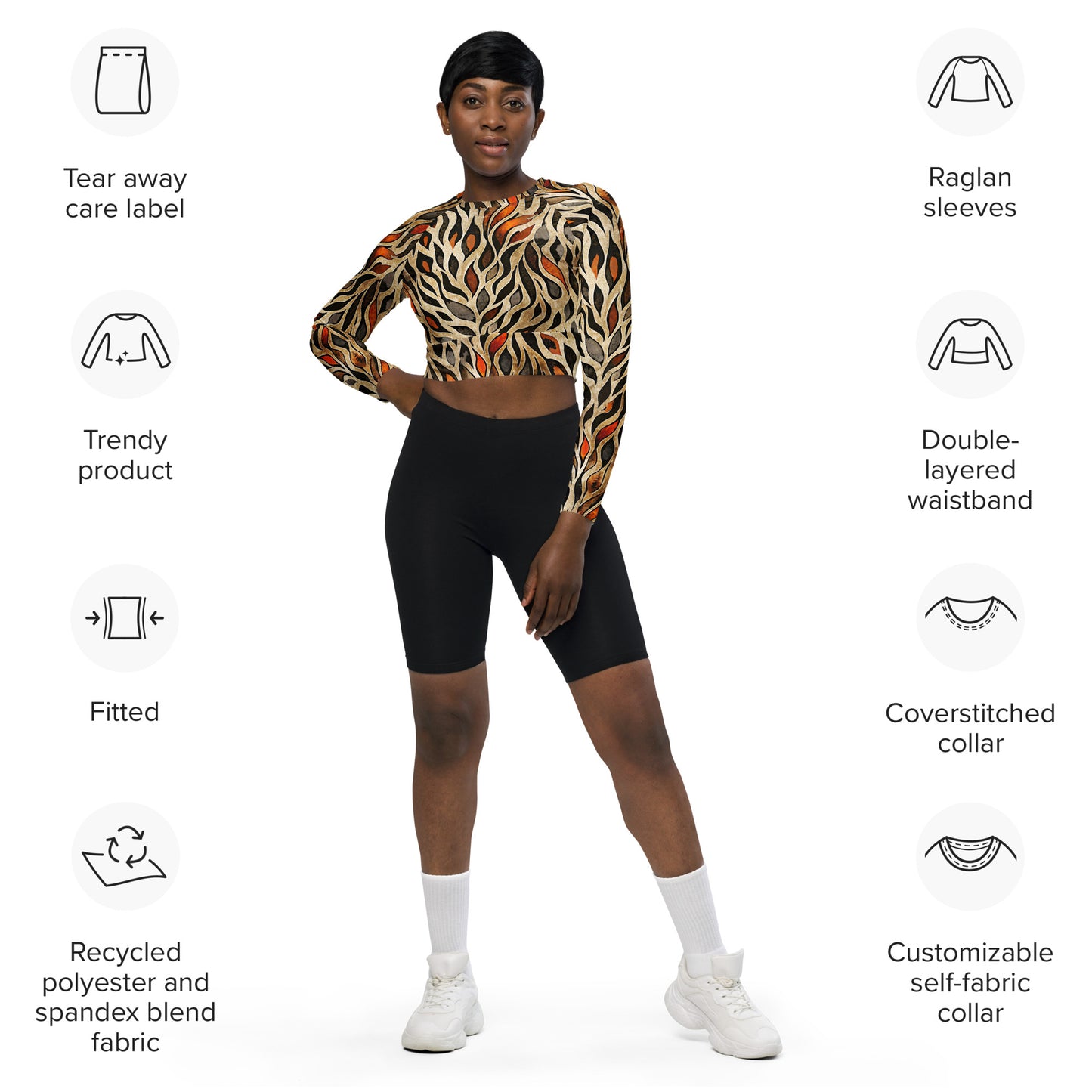 Recycled long-sleeve crop top- Nature Design I