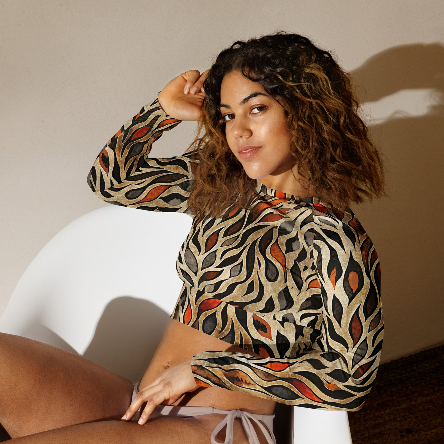 Recycled long-sleeve crop top- Nature Design I