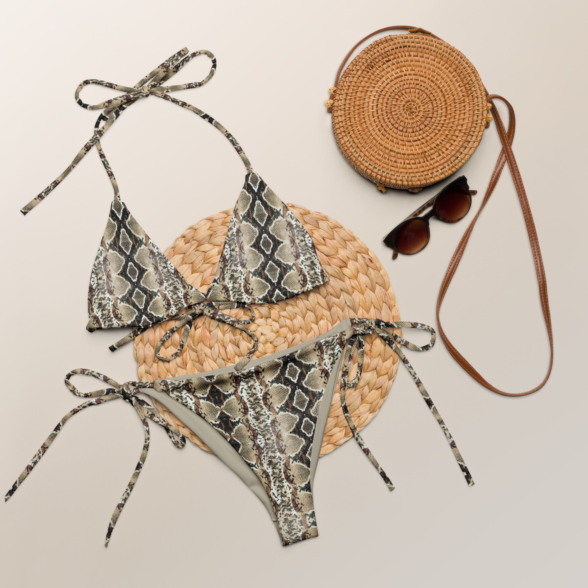 Recycled string bikini-Snake Skin V