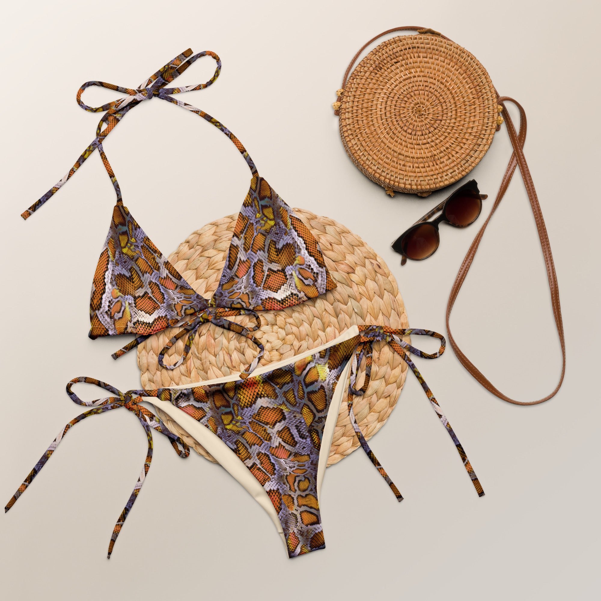 Recycled string bikini-Snake Skin II