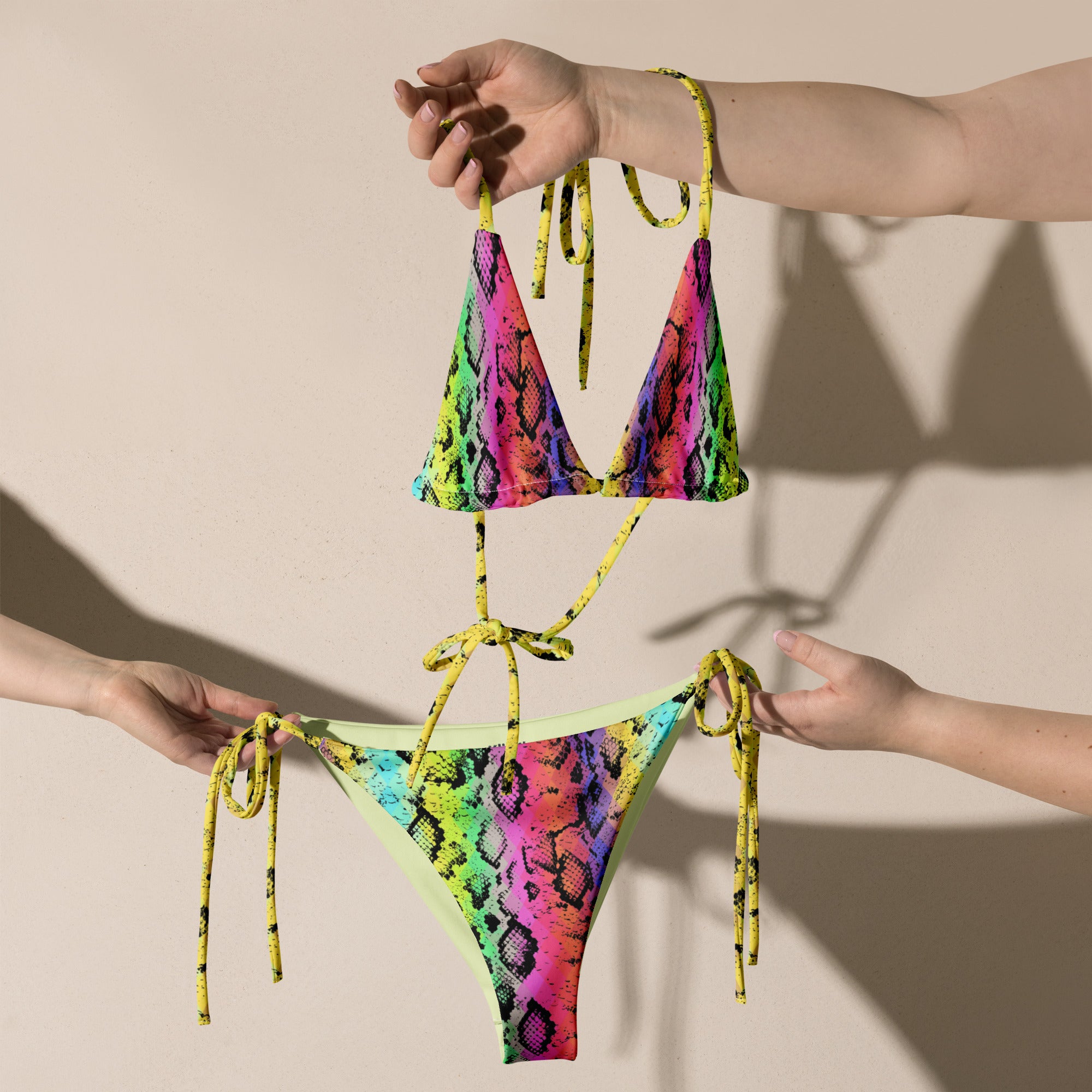 Recycled string bikini-Snake Skin I