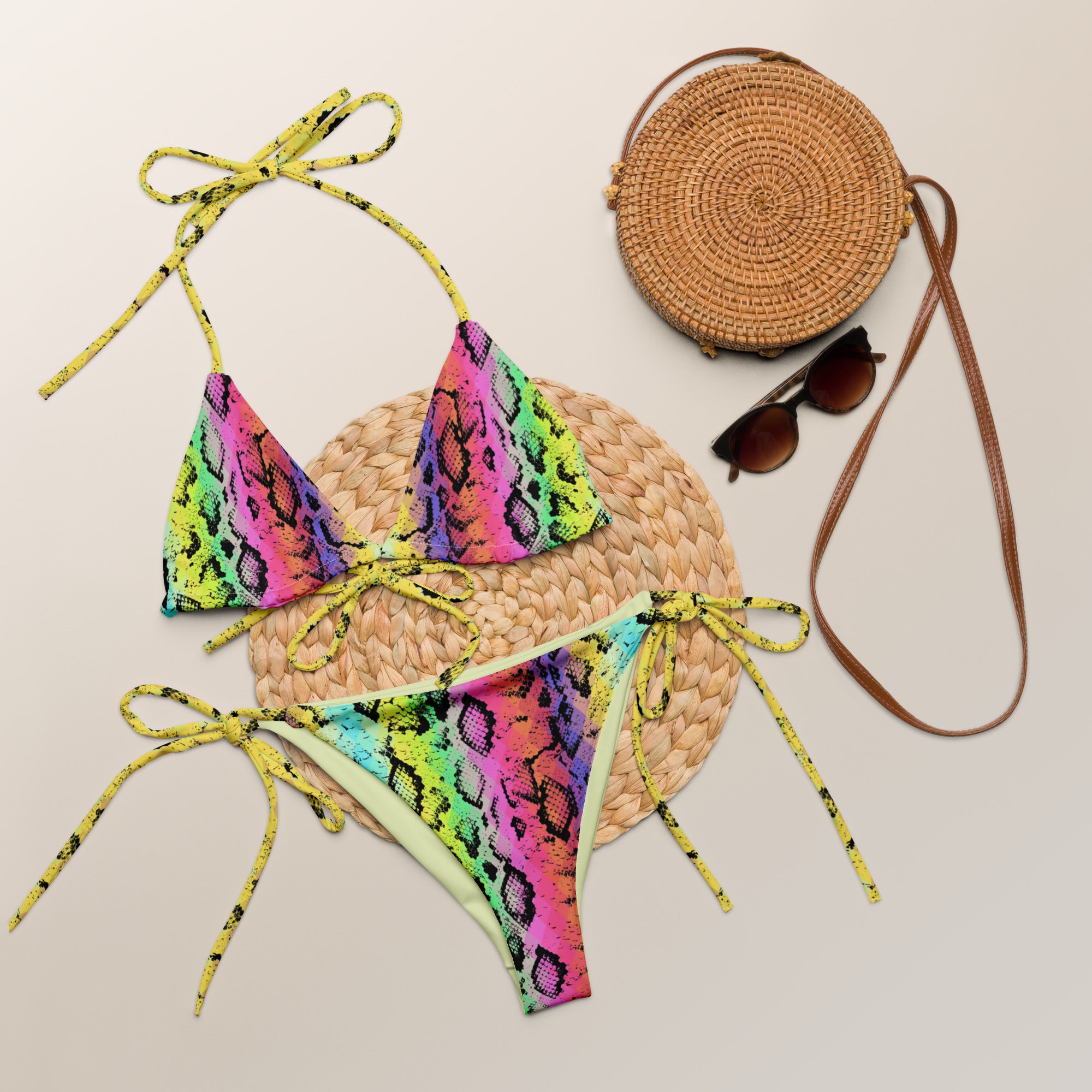 Recycled string bikini-Snake Skin I