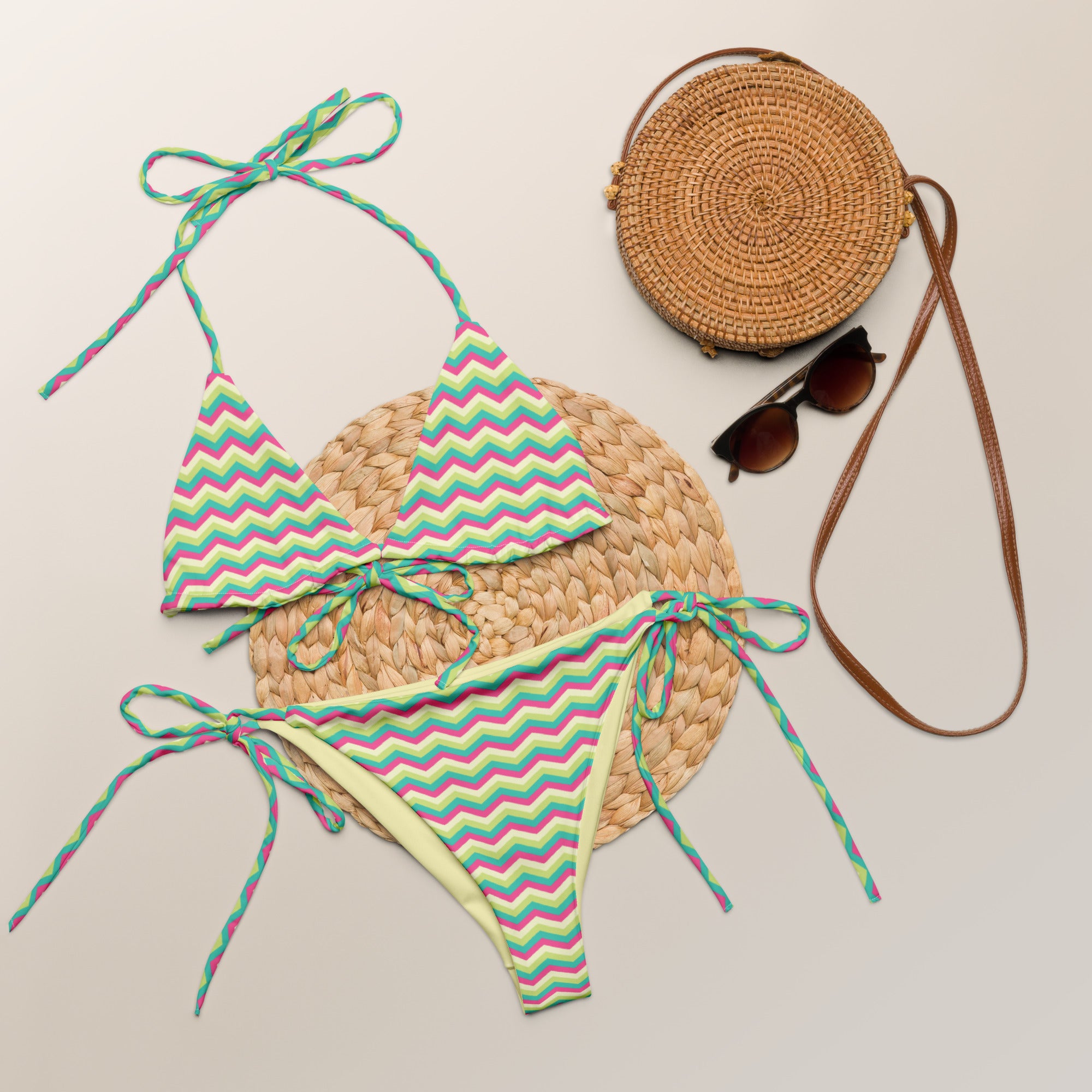 Recycled string bikini-Zig Zag Stripes V