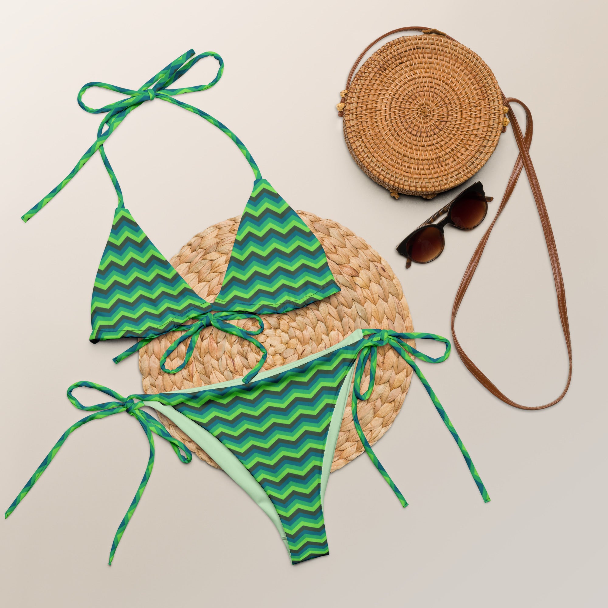 Recycled string bikini-Zig Zag Stripes III