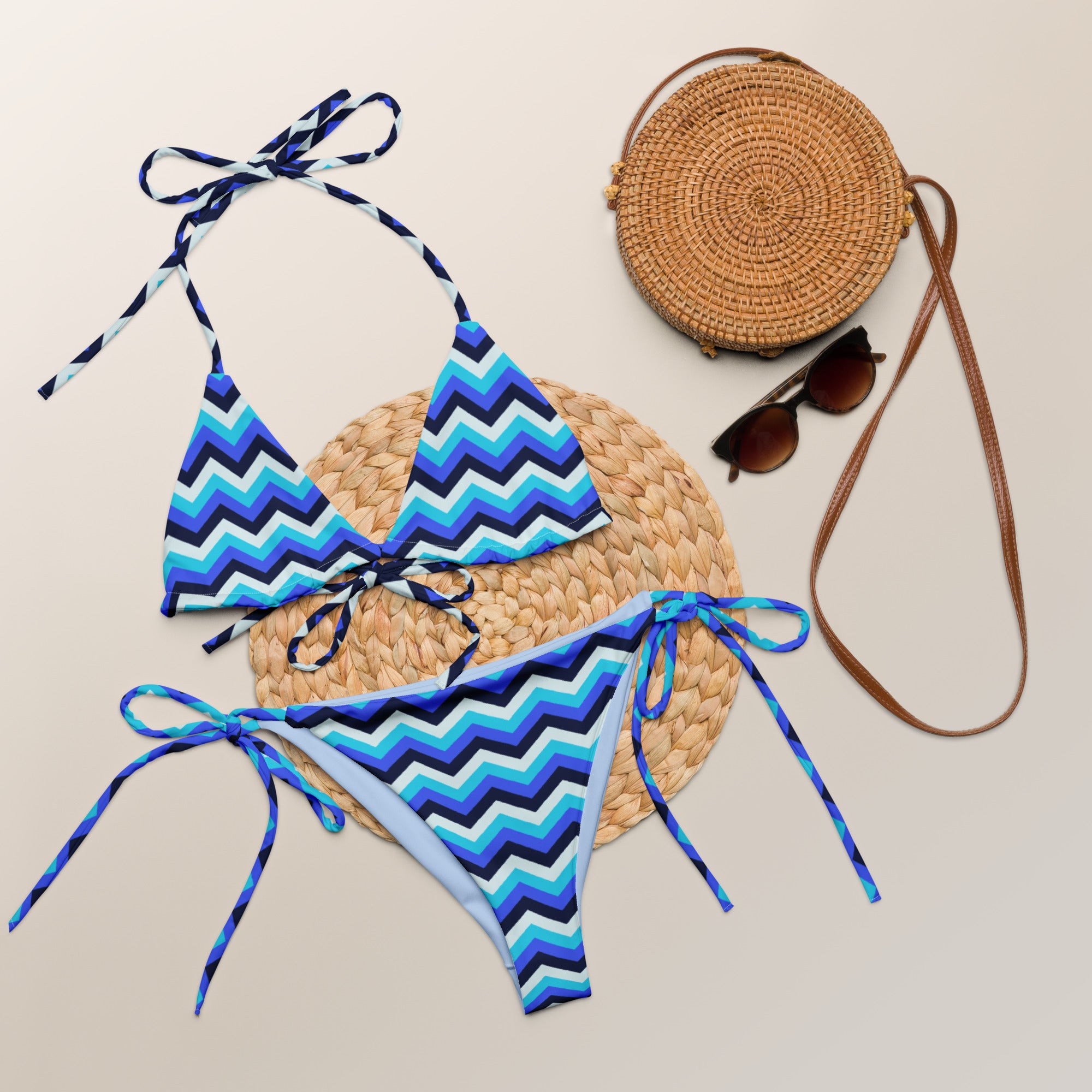 Recycled string bikini-Zig Zag Stripes II