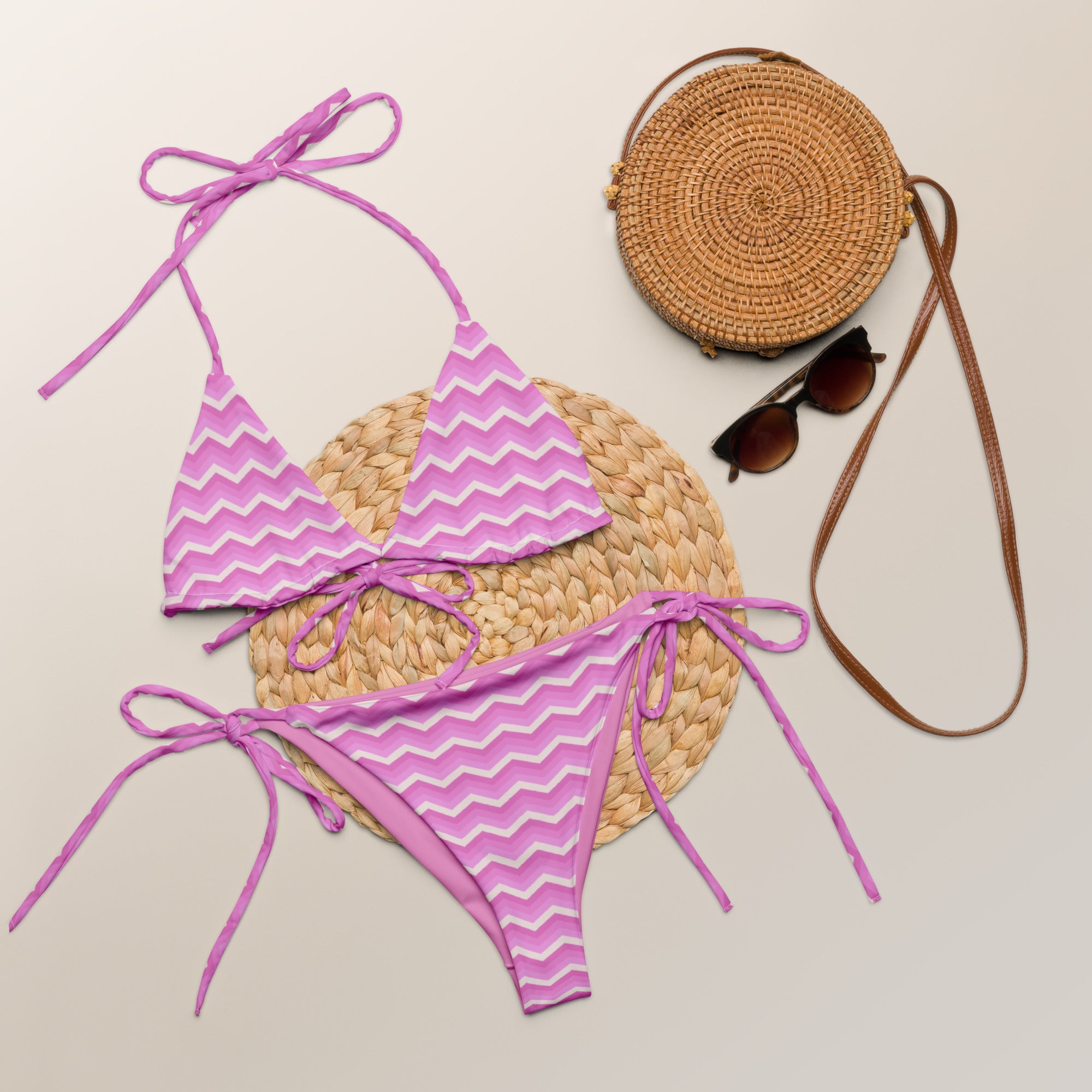 Recycled string bikini-Zig Zag Stripes I