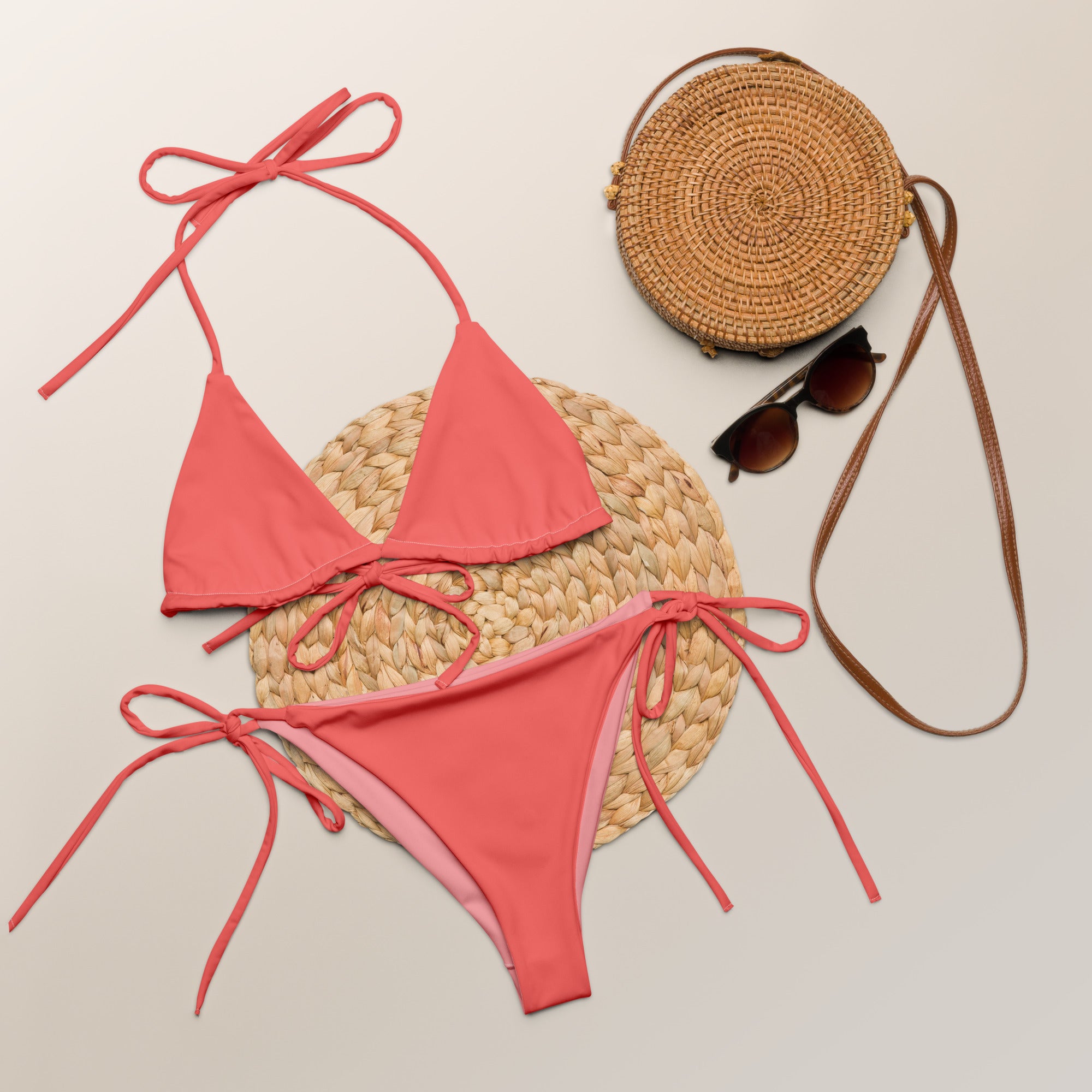 Recycled string bikini-Coral