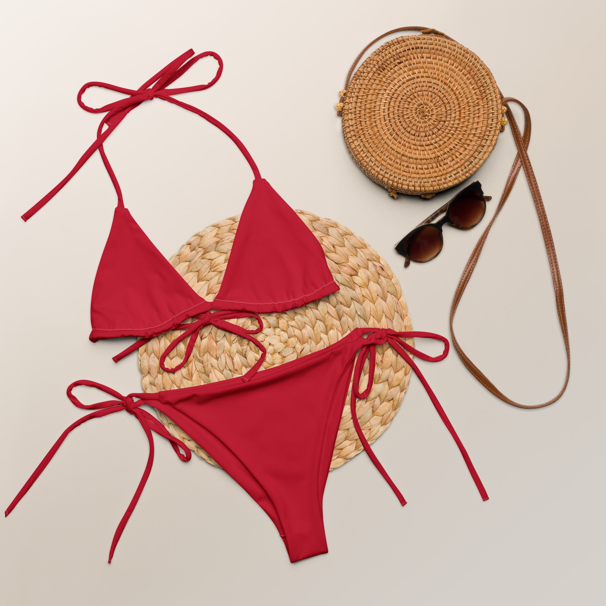 Recycled string bikini-Red