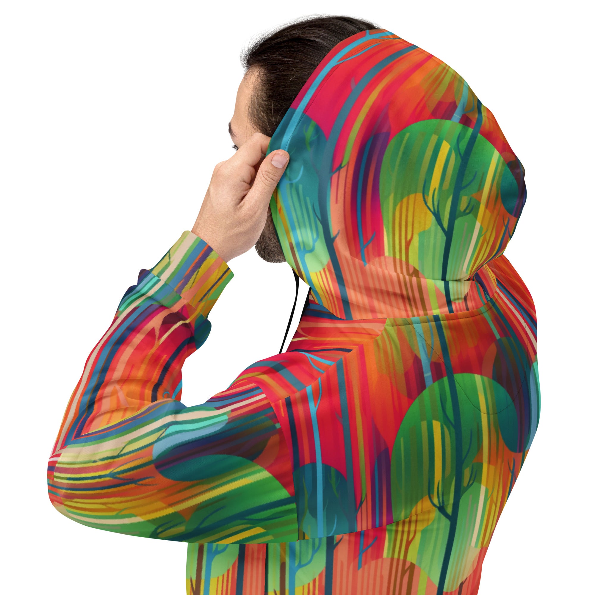 Unisex Hoodie- Abstract Rainbow Forest Pattern II