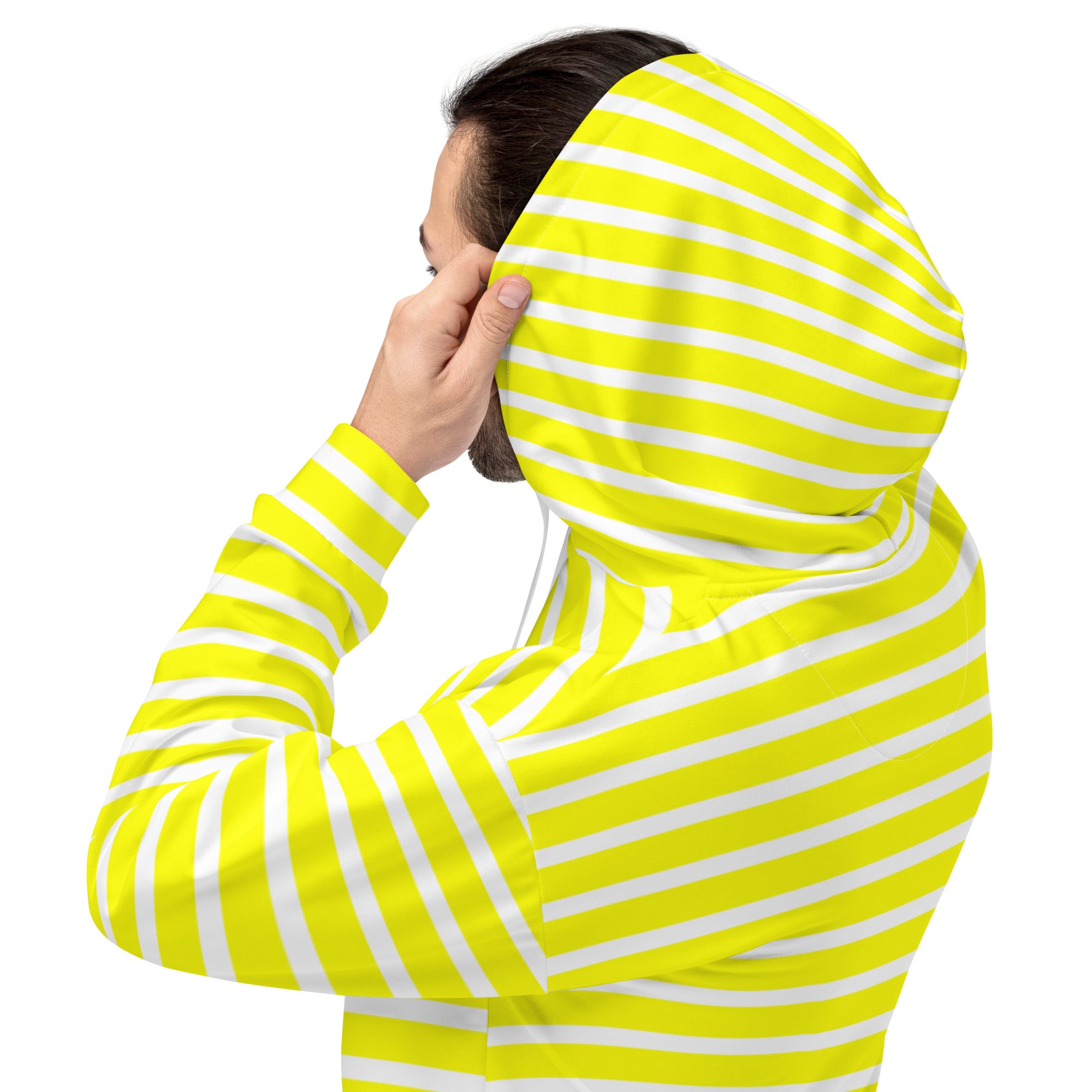 Unisex Hoodie- White and Yellow Striped