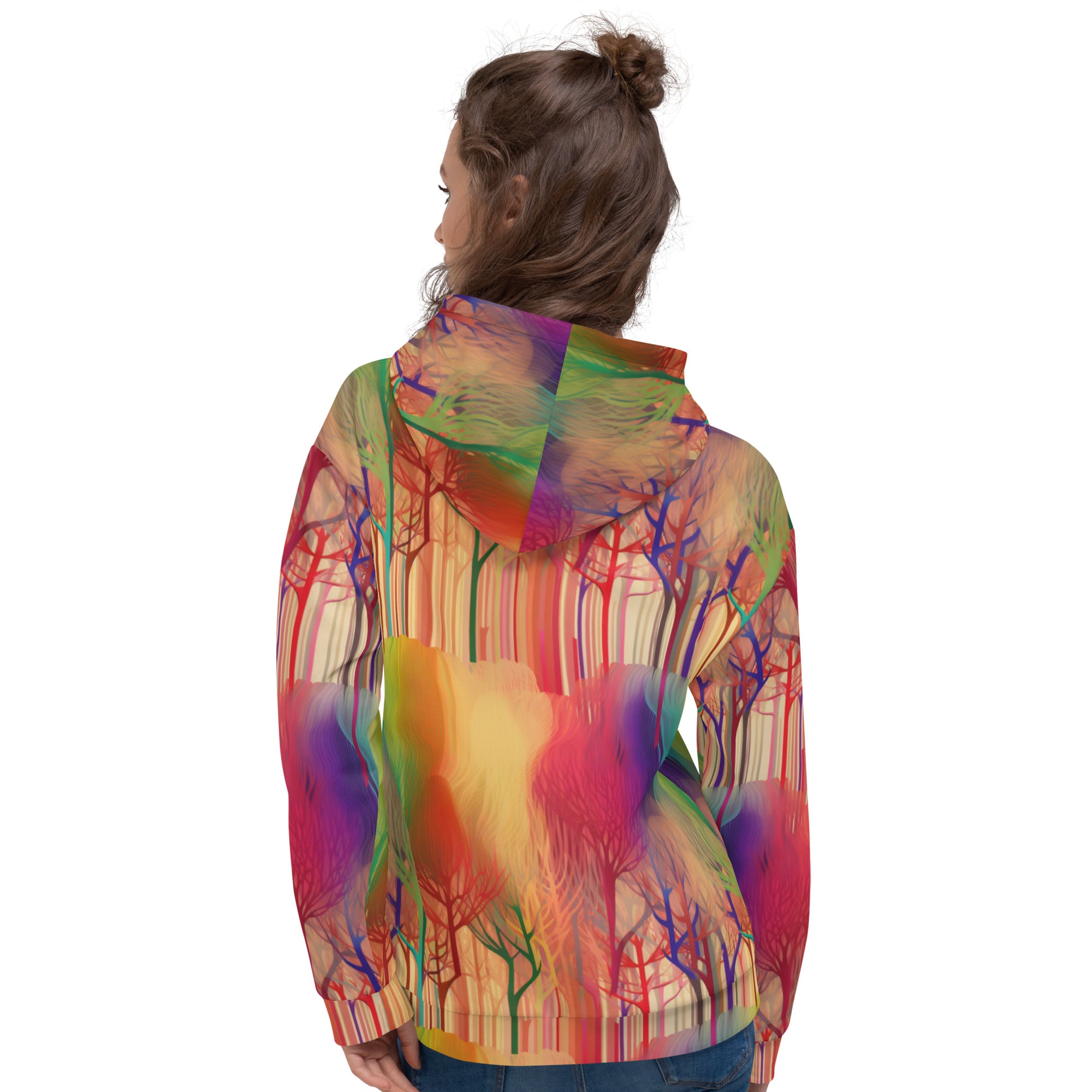 Unisex Hoodie- Abstract Rainbow Forest Pattern 01