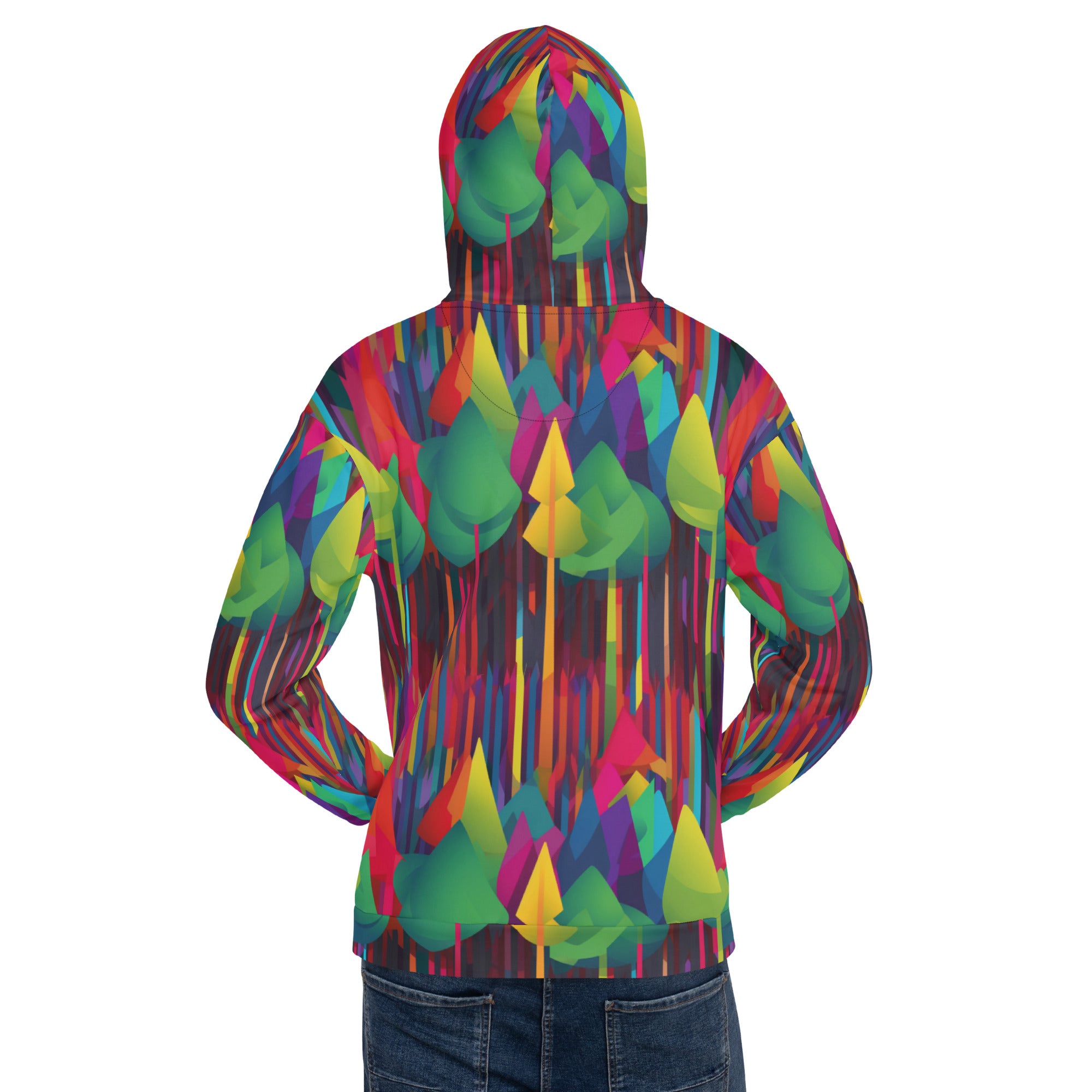 Unisex Hoodie- Abstract Rainbow Forest Pattern V