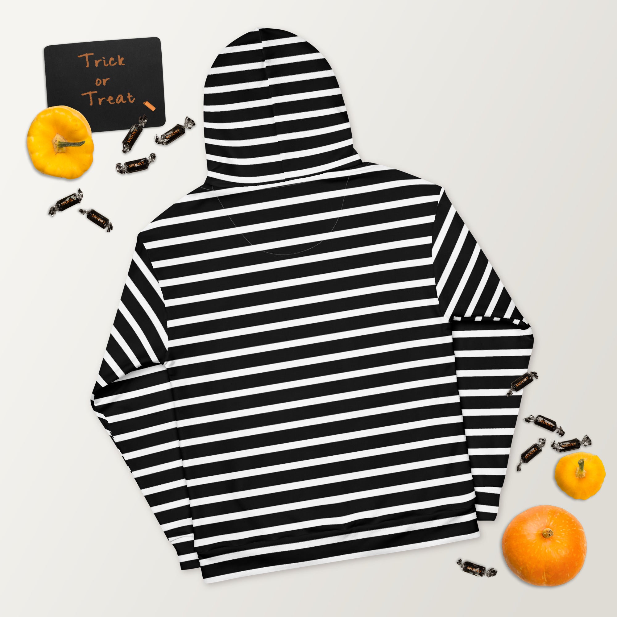 Unisex Hoodie- White and Black Striped