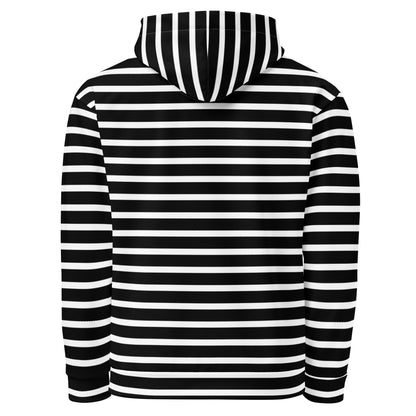 Unisex Hoodie- White and Black Striped