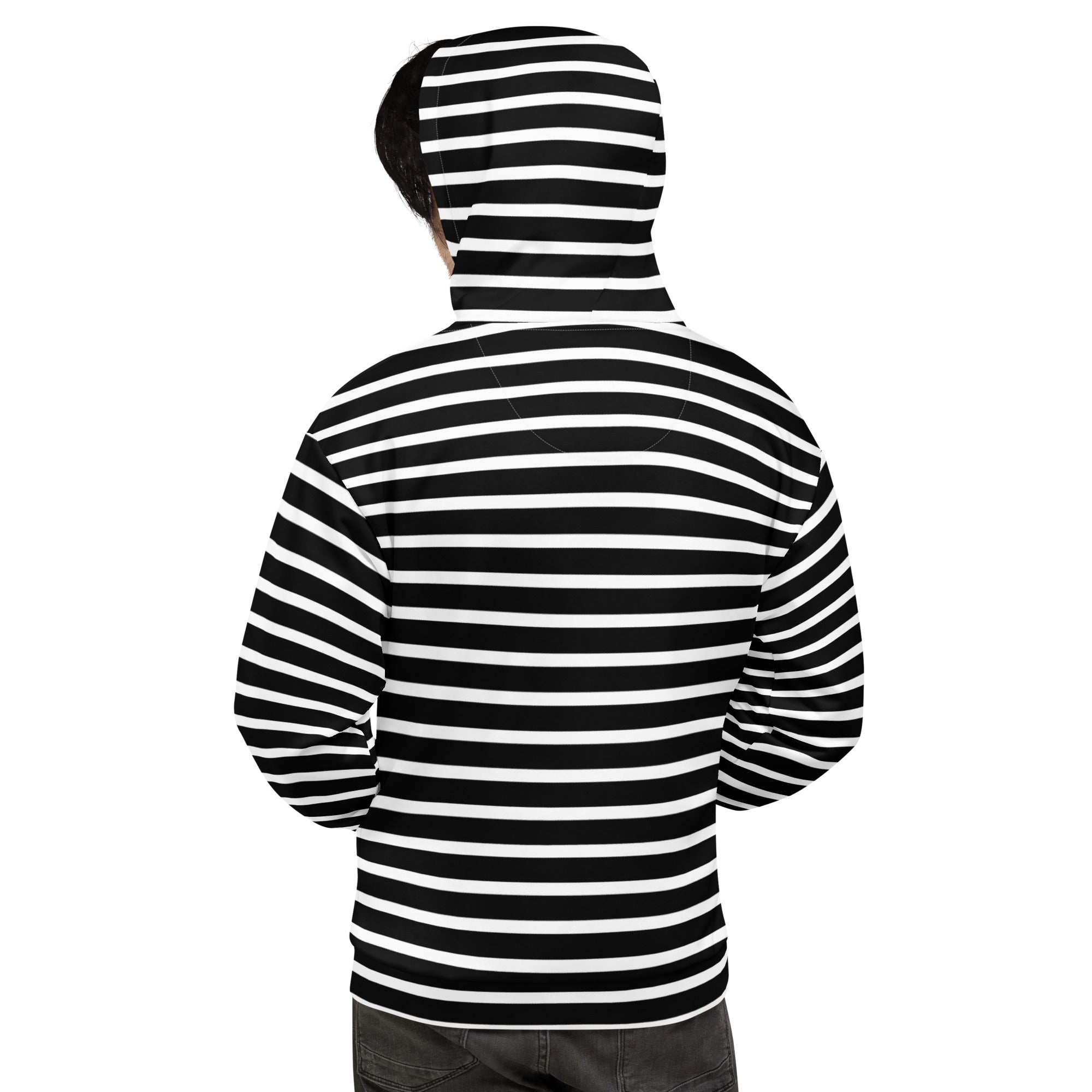 Unisex Hoodie- White and Black Striped