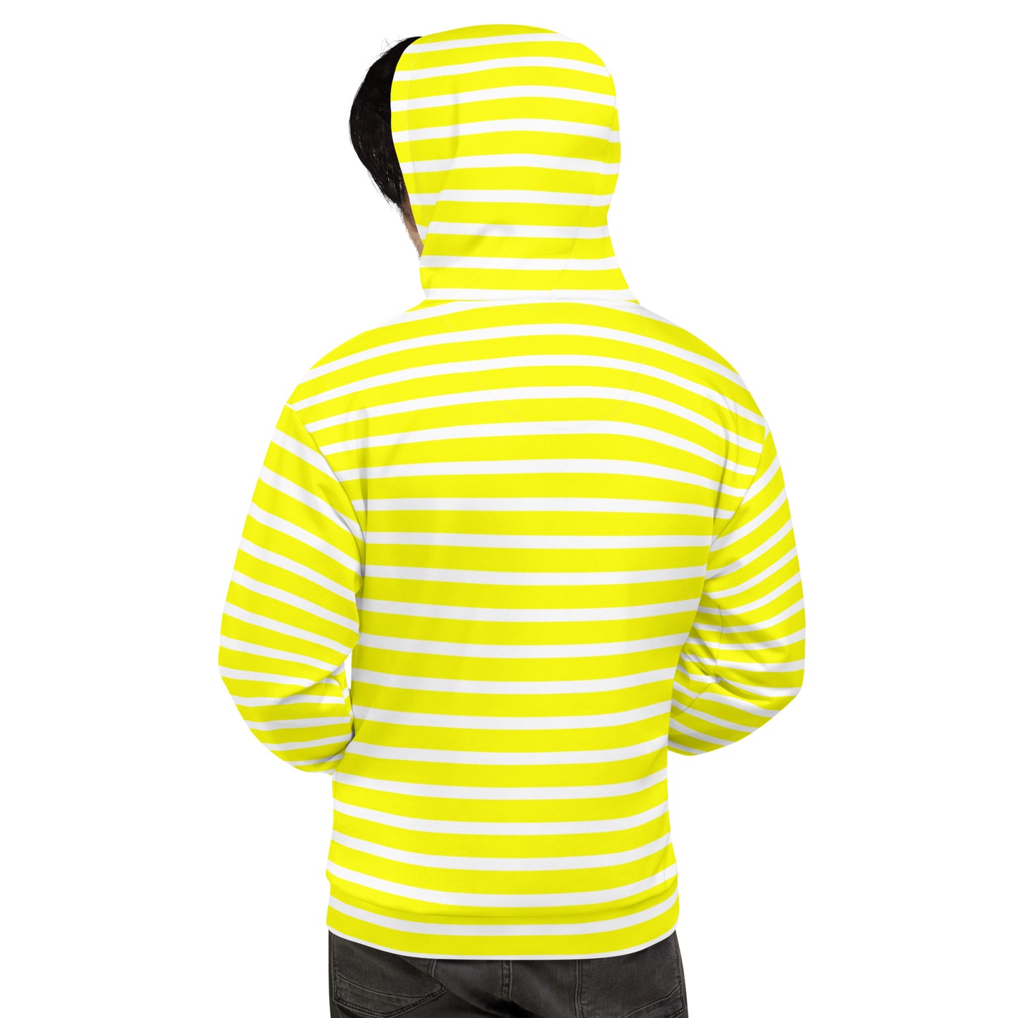 Unisex Hoodie- White and Yellow Striped